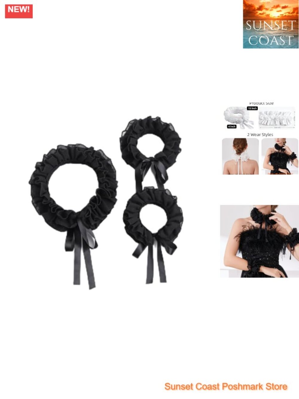 Ruffle Lace Collar & Cuffs Set Detachable Costume Accessory